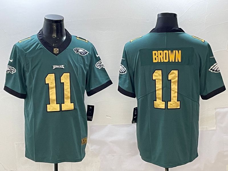 Men Philadelphia Eagles #11 Brown Green Gold Nike 2025 Limited NFL Jersey style 5->philadelphia eagles->NFL Jersey